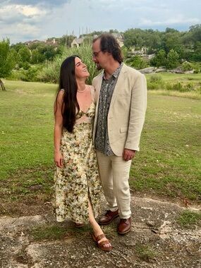 DANIELLE BERNSTEIN Floral Maxi Dress in Cream and Green